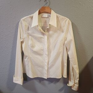Worthington Cream Striped Button Down Shirt